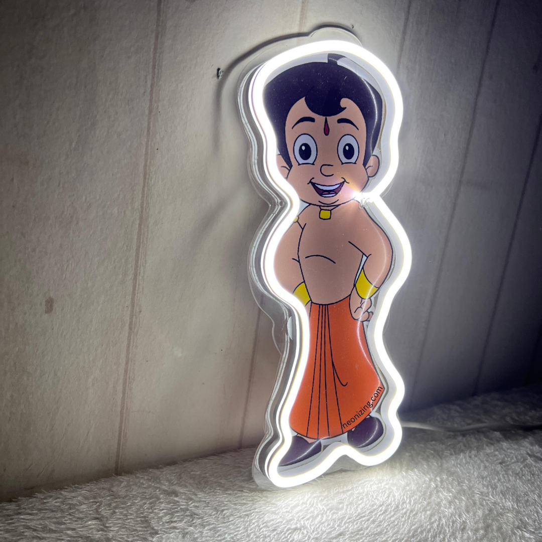 Chhota Bheem Neon Artwork - Perfect Decor for Little Adventurers!