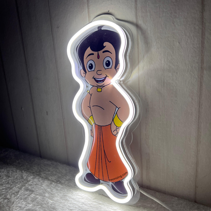 Chhota Bheem Neon Artwork - Perfect Decor for Little Adventurers!