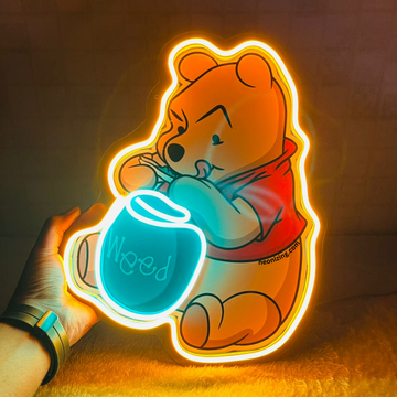 Tipsy Pooh Neon Artwork - Fuzzy Memories