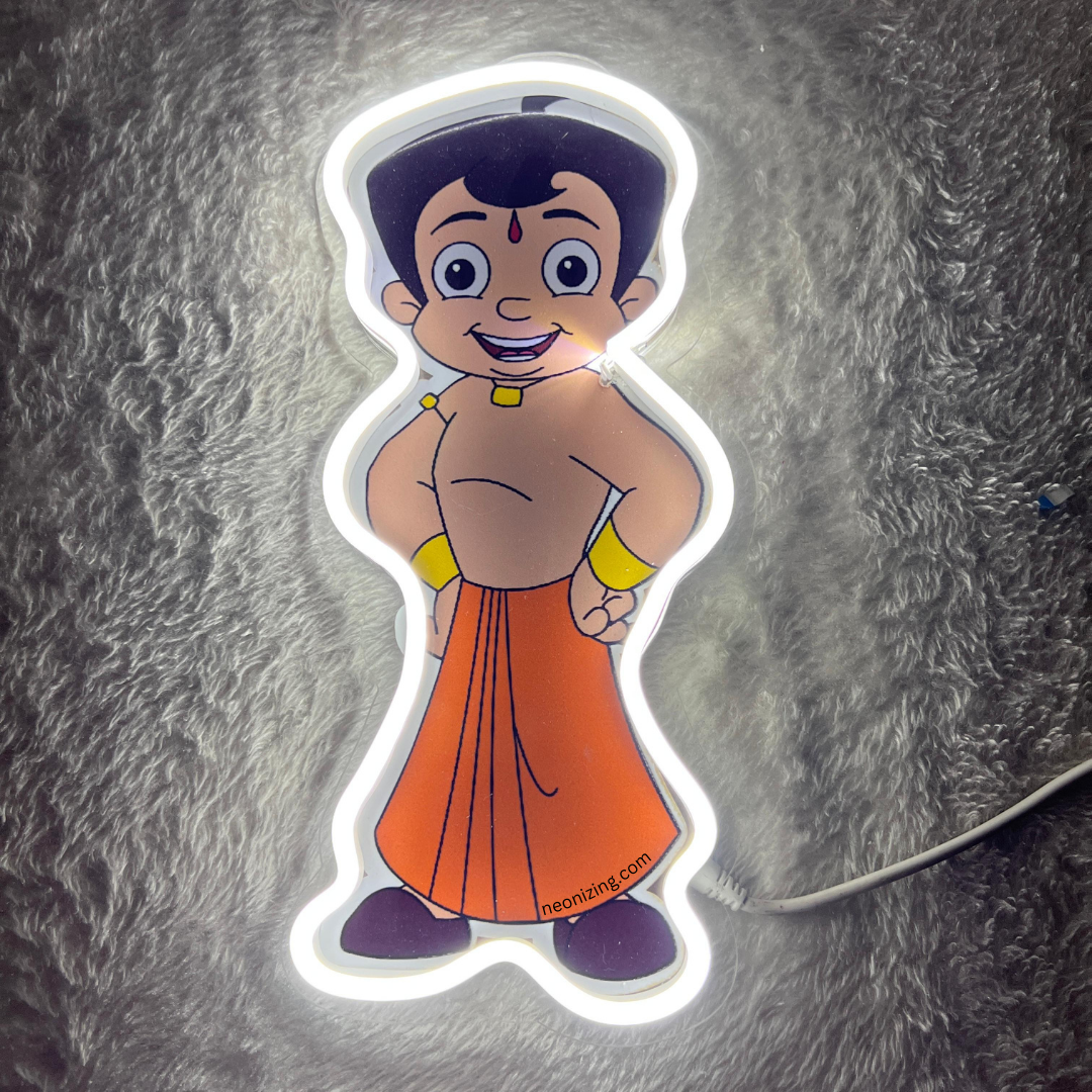 Chhota Bheem Neon Artwork - Perfect Decor for Little Adventurers!