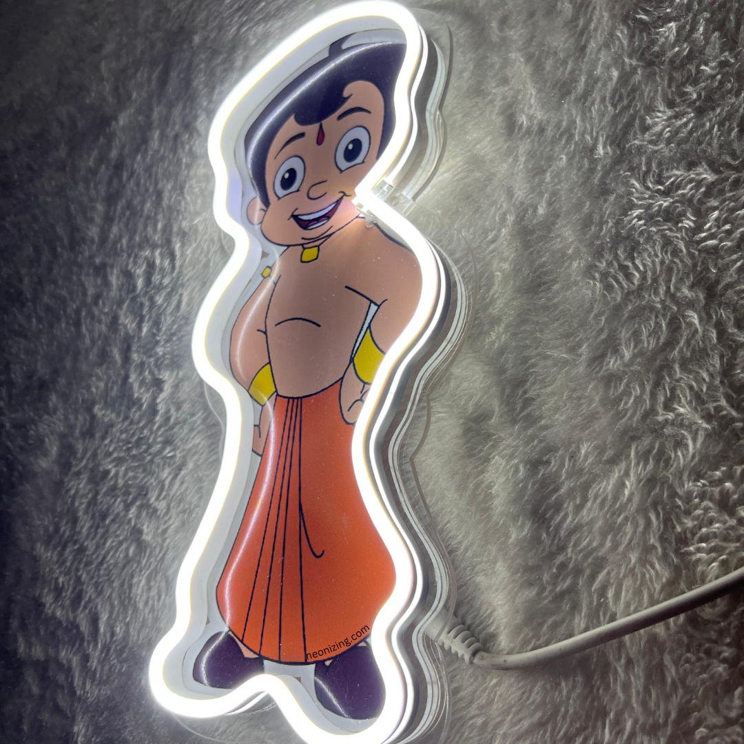 Chhota Bheem Neon Artwork - Perfect Decor for Little Adventurers!