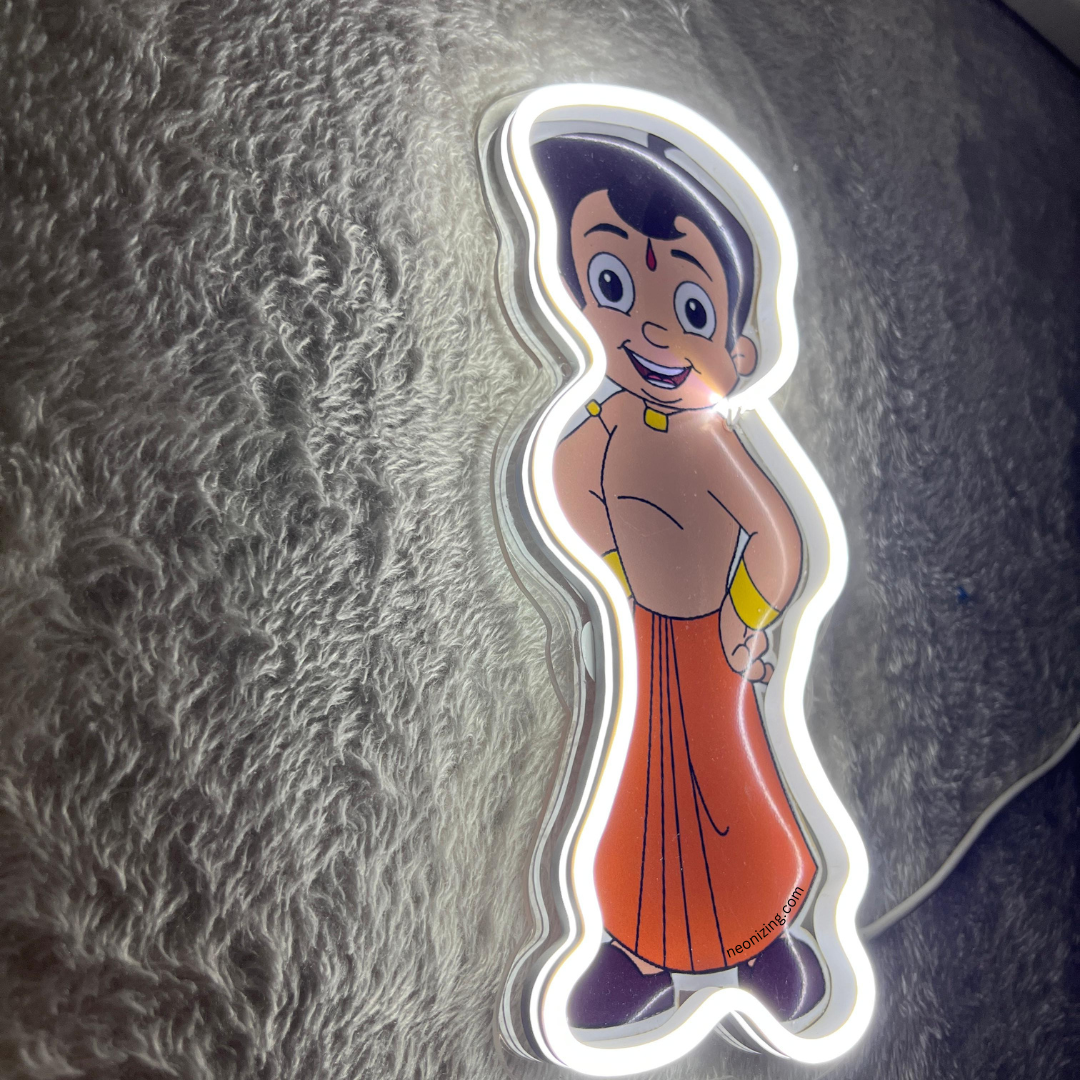 Chhota Bheem Neon Artwork - Perfect Decor for Little Adventurers!