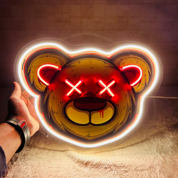 Scary Bear Neon Artwork - Glowing & Scary Grizzly Gloom