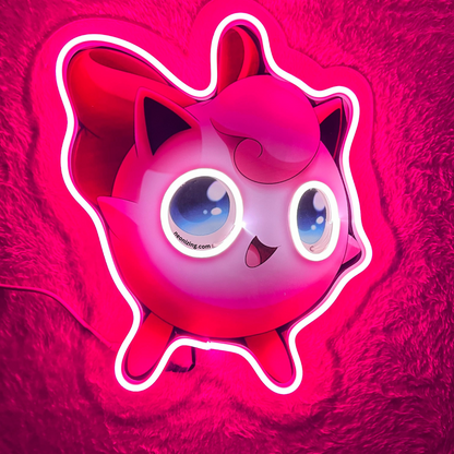 Jigglypuff Neon Artwork - Radiant Jigglypuff Neon Sign for Pokémon Enthusiasts