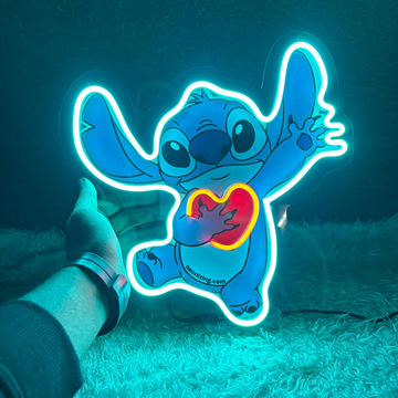 Stitch Neon Artwork - Glowing Galactic Guardian