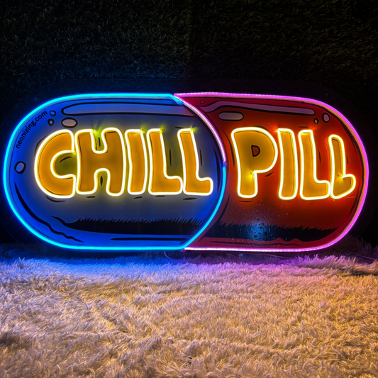 Chill Pill Neon Artwork - Neon Harmony for Relaxation
