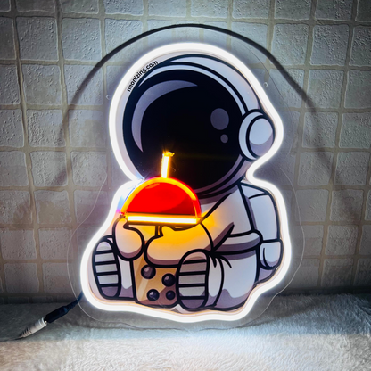 Cute Astronaut Neon Artwork - Astronomy of Cuteness