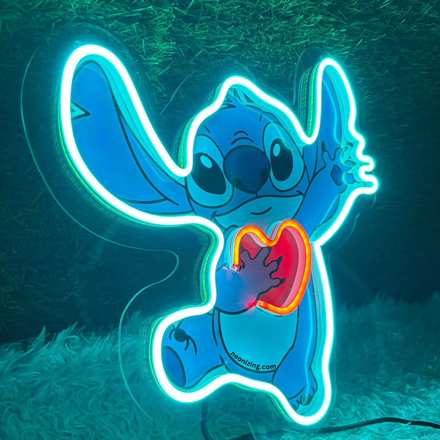 Stitch Neon Artwork - Glowing Galactic Guardian