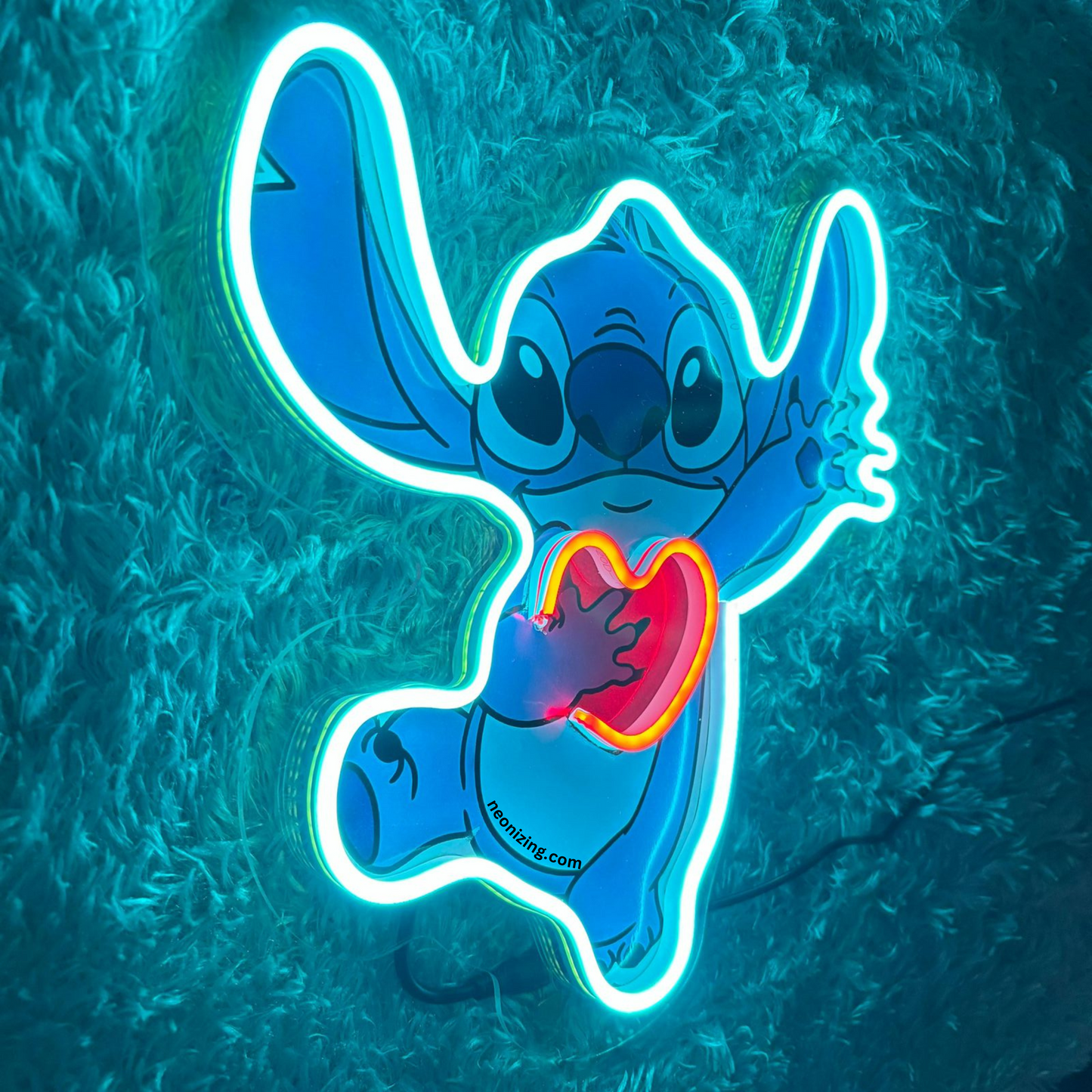 Stitch Neon Artwork - Glowing Galactic Guardian