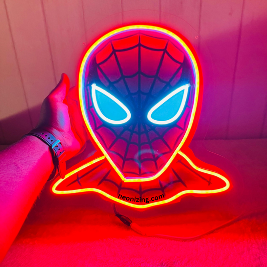 Spiderman Neon Artwork - Light Up Your Space with Web-Slinging Vibes!