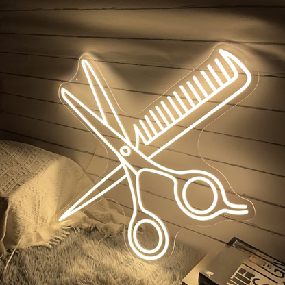 Barber Scissor & Comb Neon Sign - A Glowing Symbol for Hair Enthusiasts
