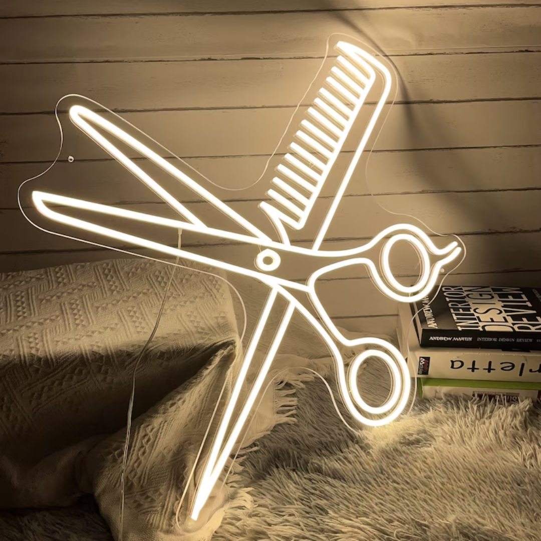 Barber Scissor & Comb Neon Sign - A Glowing Symbol for Hair Enthusiasts