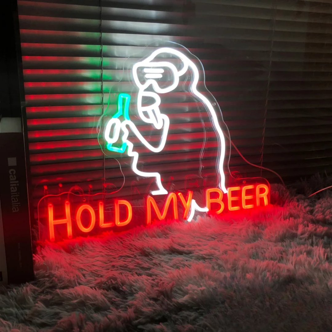 Hold My Beer Neon Sign - Infuse Your Space with the Spirit of Laid-Back Coolness