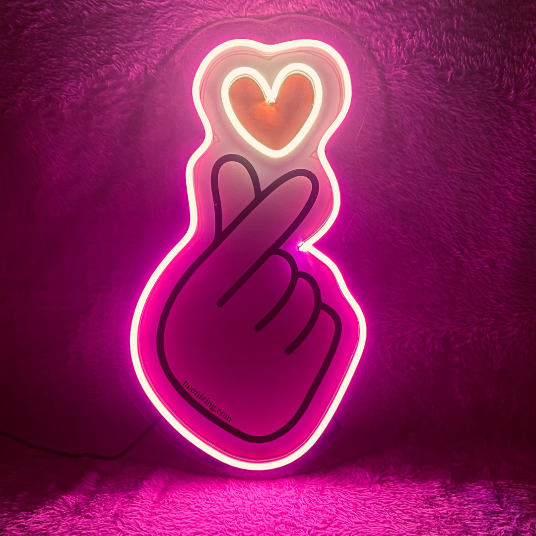 BTS Heart Neon Artwork - BTS Army's Radiant Heart