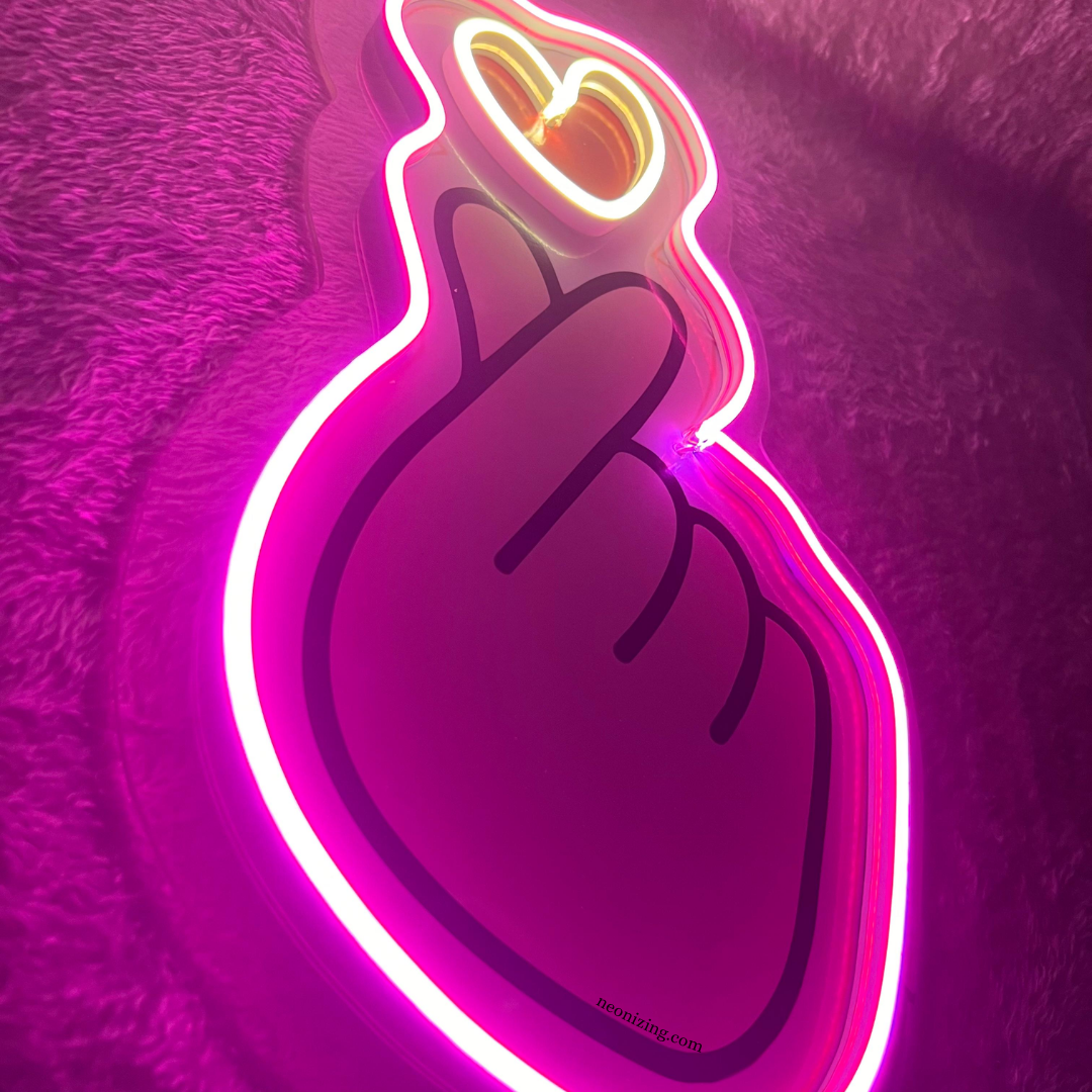 BTS Heart Neon Artwork - BTS Army's Radiant Heart