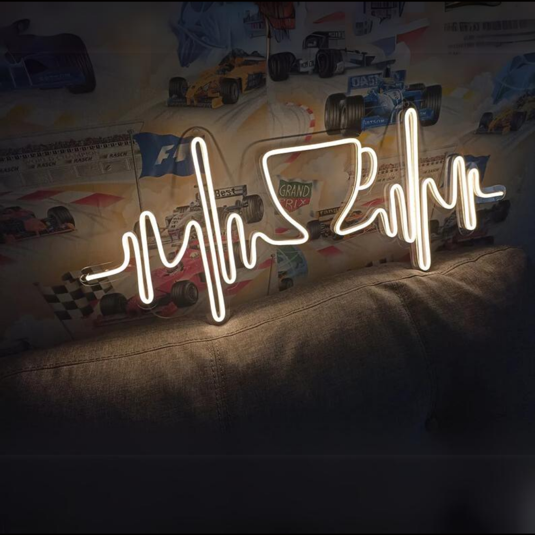 Coffee Heartbeat Neon Sign - Infuse Your Space with Caffeine Beats!