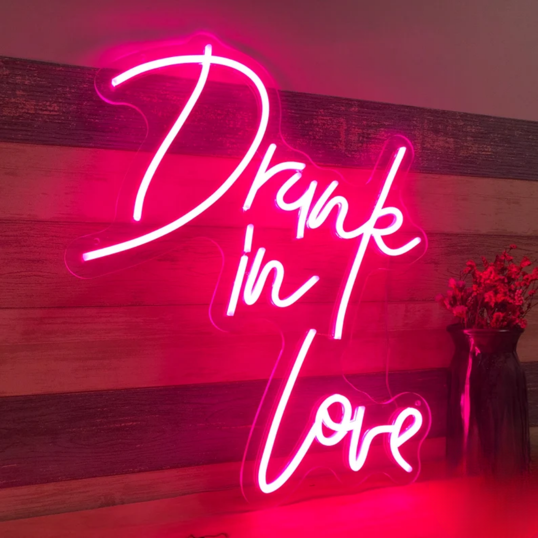 Drunk in Love Neon Sign - Toast to Love with Special Illumination!