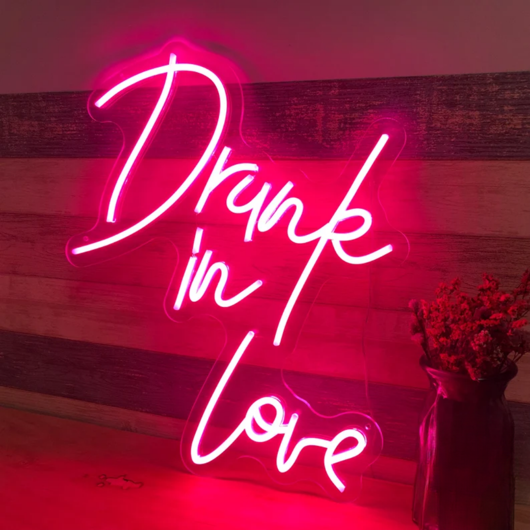 Drunk in Love Neon Sign - Toast to Love with Special Illumination!