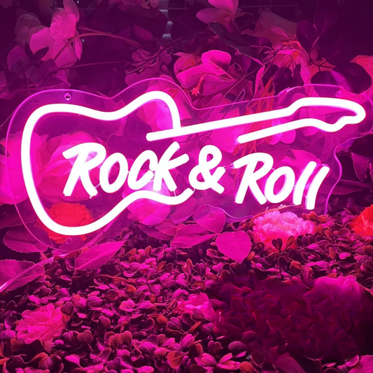 Rock & Roll Guitar Neon Sign - The Ultimate Glow for Guitar Enthusiasts