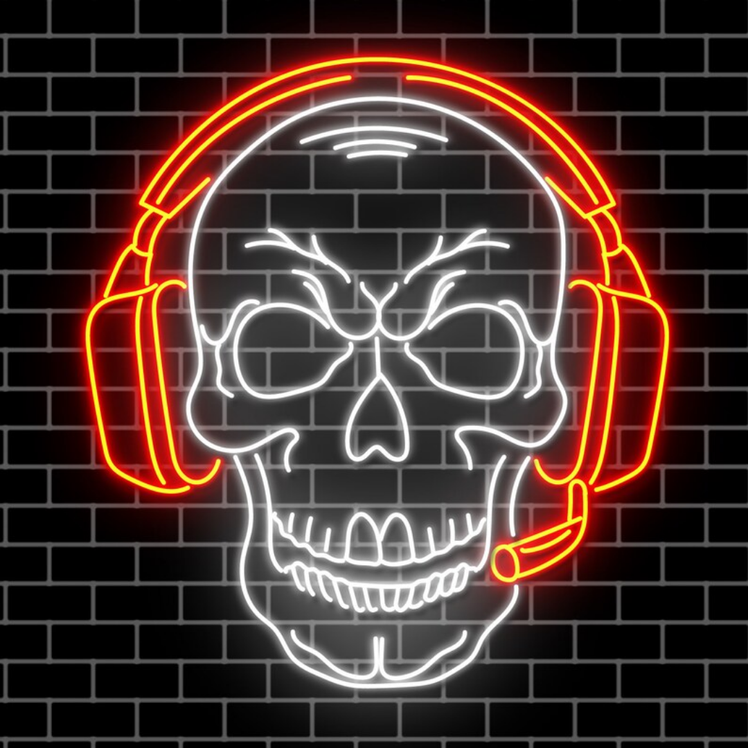 Gaming Skull Neon Sign - Light Up Your Gaming Space with Skull Vibes