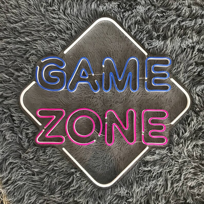 Game Zone Neon Sign - Neon Thrills Await 21 by 21 Inches