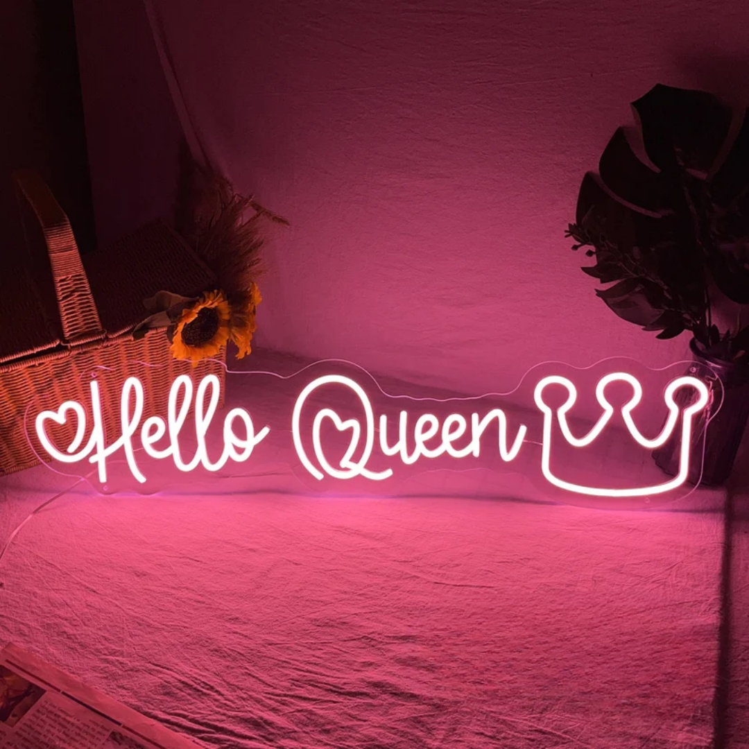 Hello Queen Neon Sign - A Royal Symbol