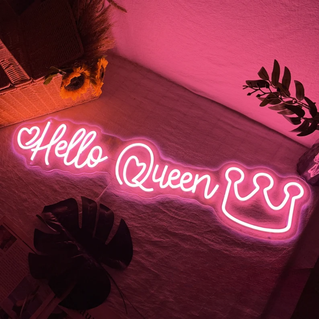 Hello Queen Neon Sign - A Royal Symbol