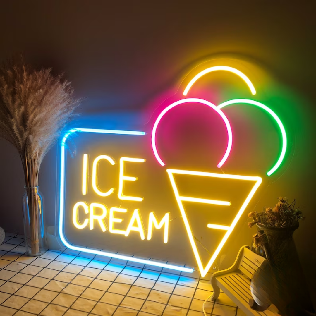 Ice Cream Neon Sign - Light Up the Flavor with Neon Elegance