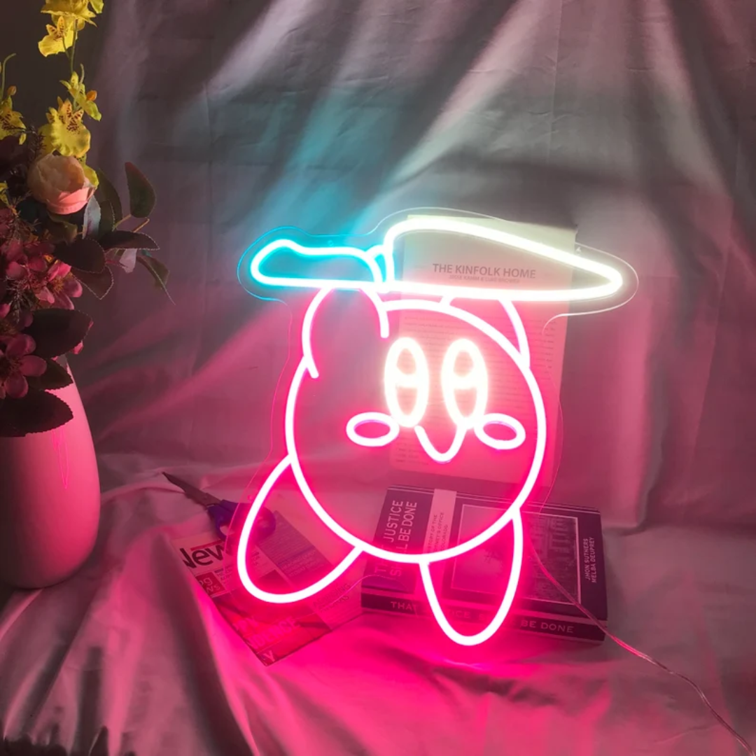 Kirby Knife Neon Sign - Slice and Dice with Kirby