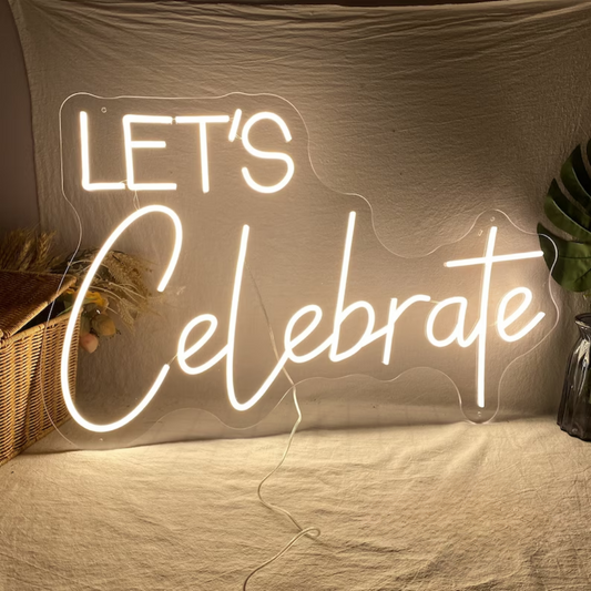 Let's Celebrate Neon Sign - A Radiant Party Reminder