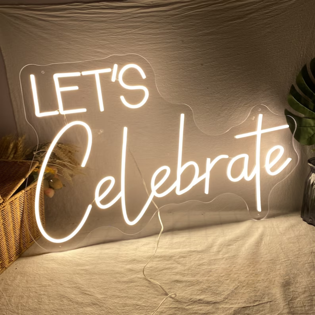 Let's Celebrate Neon Sign - A Radiant Party Reminder