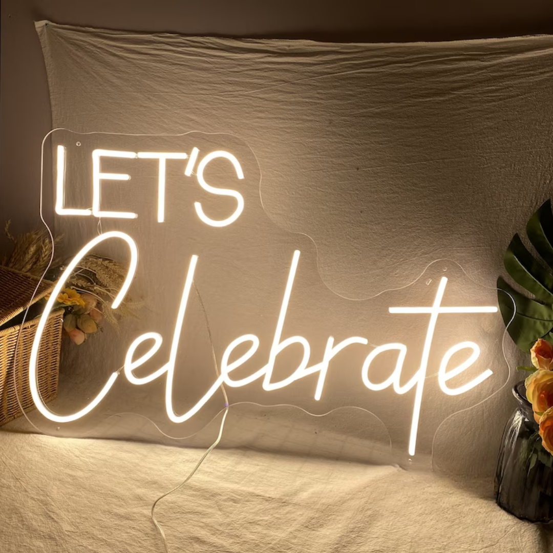 Let's Celebrate Neon Sign - A Radiant Party Reminder