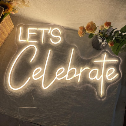 Let's Celebrate Neon Sign - A Radiant Party Reminder