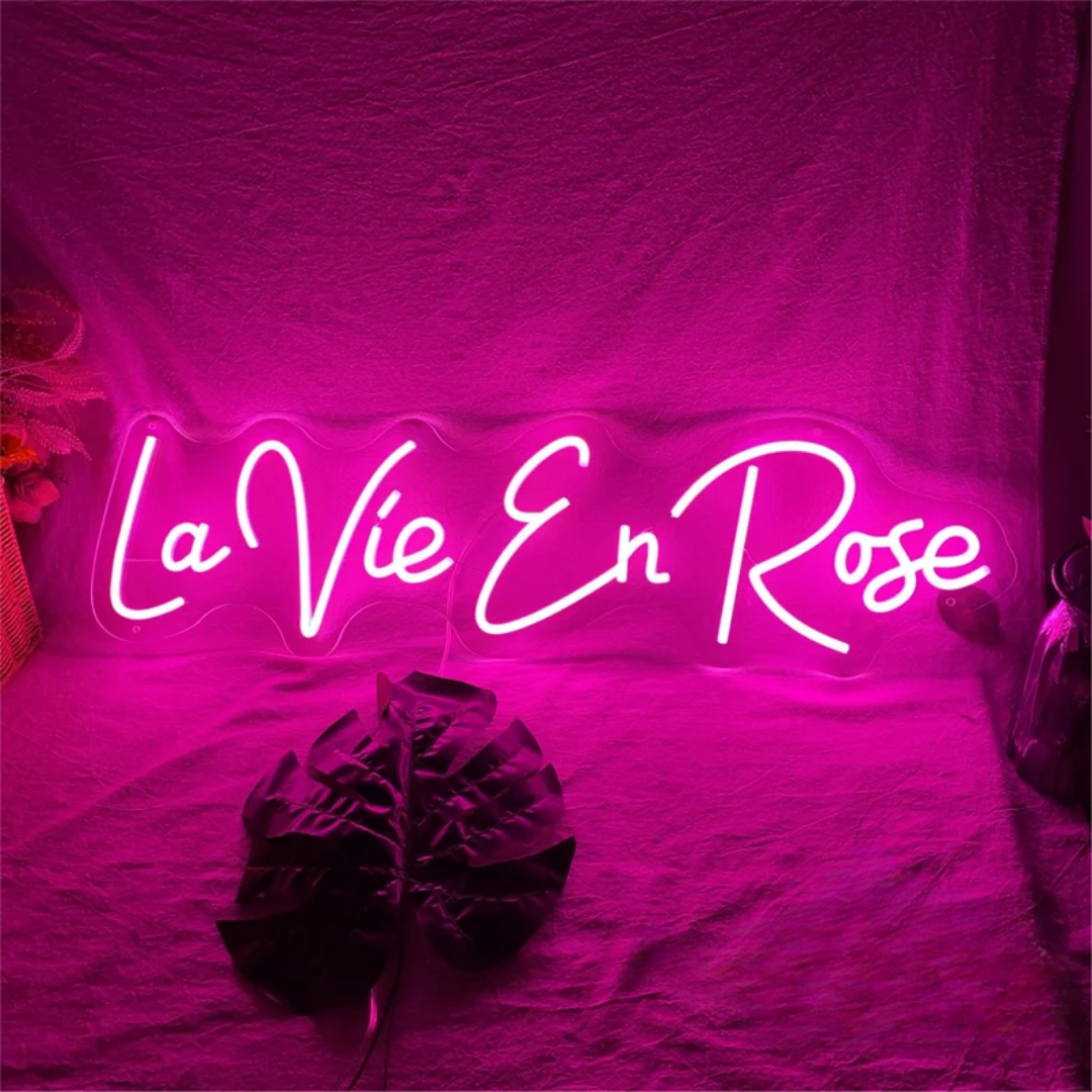 La Vie En Rose Neon Sign - A Luminous Ode to Life in Pink