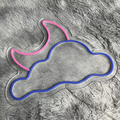 Moon & Cloud Neon Sign - Bedtime Magic for Kids 12 by 12 inches
