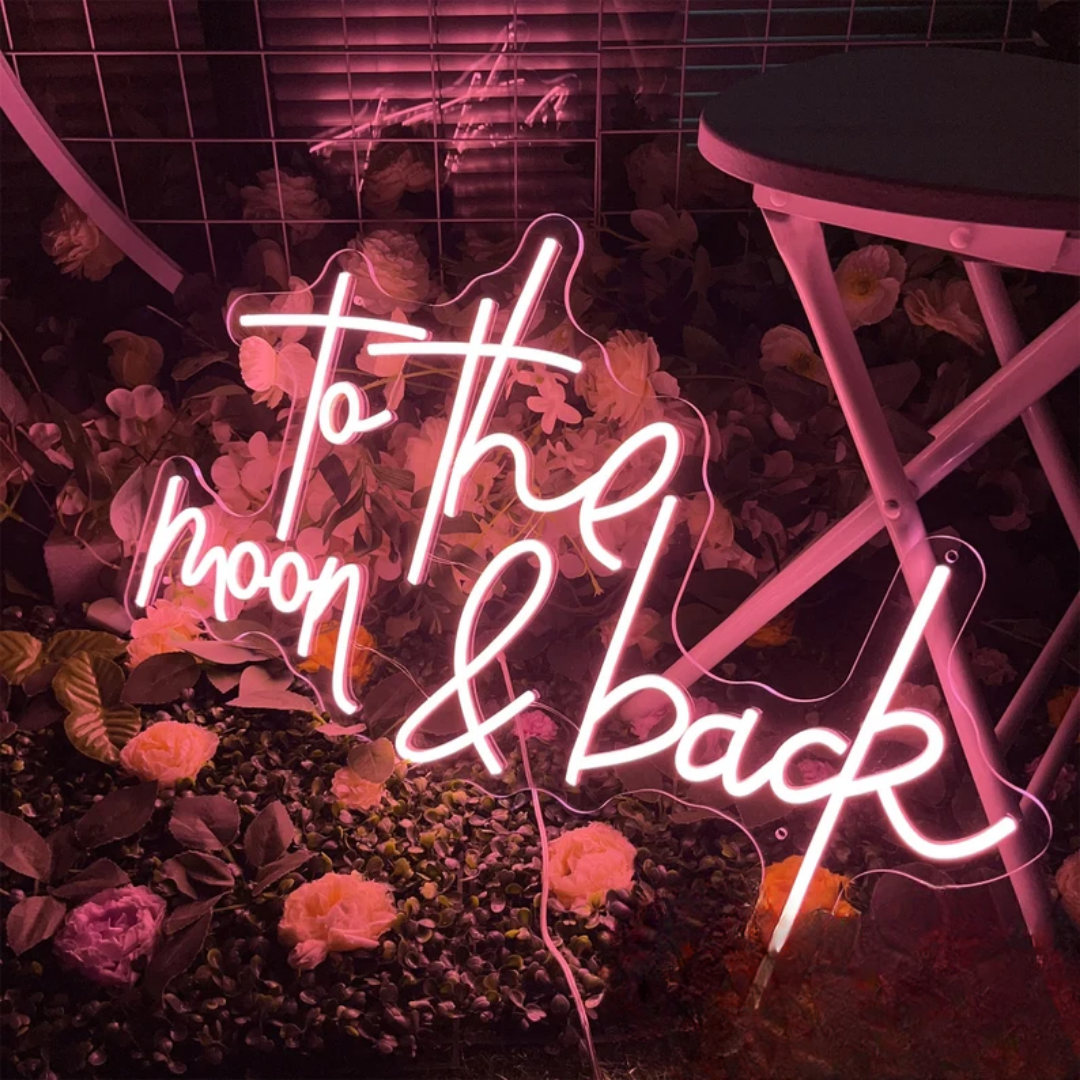 To the Moon & Back Neon Sign - Glowing Love Story