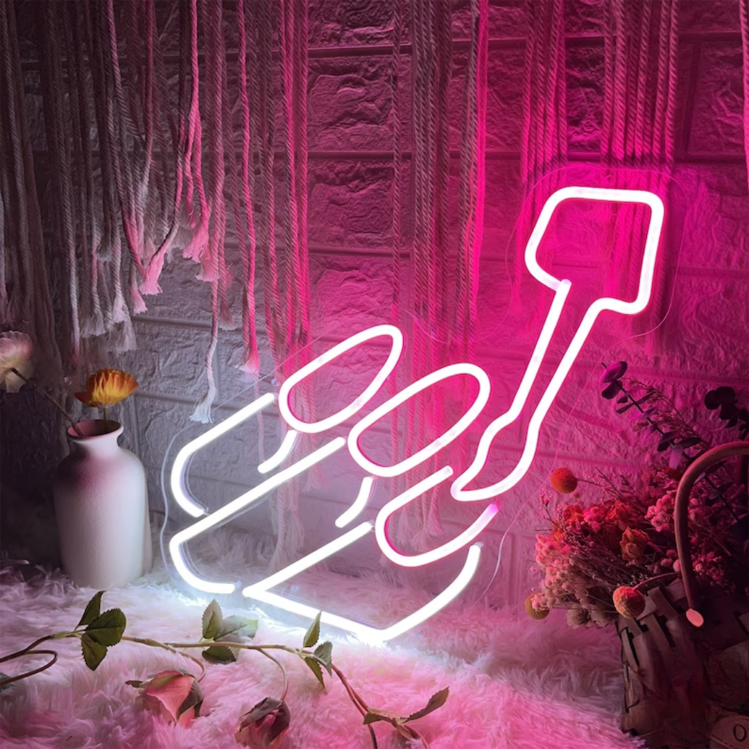 Nails with Nail Polish Neon Sign - Radiant Manicure Magic