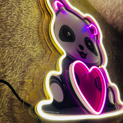 Cute Panda Neon Artwork - Radiate Panda Love in Neon