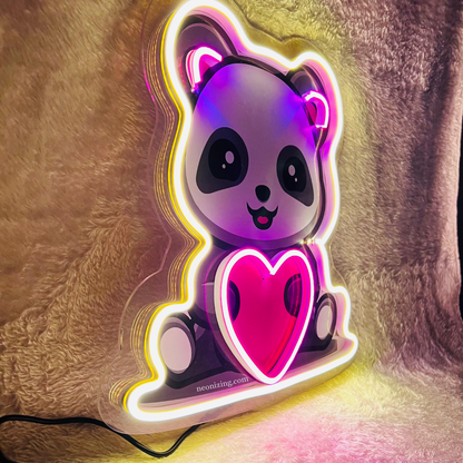 Cute Panda Neon Artwork - Radiate Panda Love in Neon