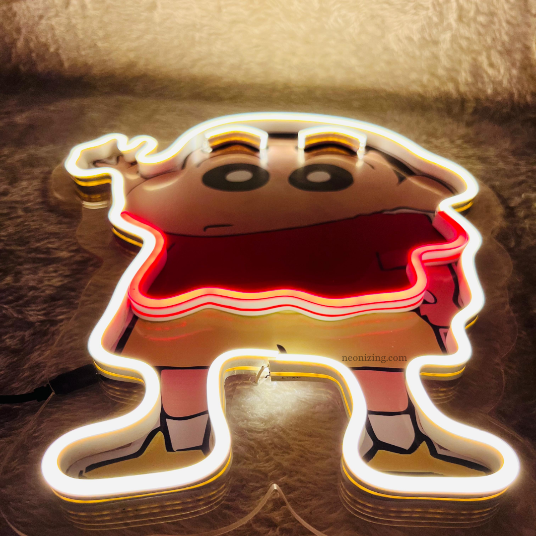 Shinchan Neon Artwork - Playtime with Shinchan in Neon