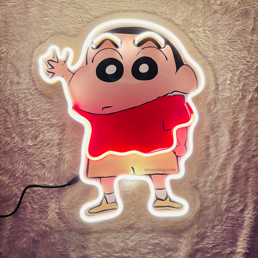Shinchan Neon Artwork - Playtime with Shinchan in Neon - Neonizing Shinchan Neon Artwork - Playtime with Shinchan in Neon - Neonizing