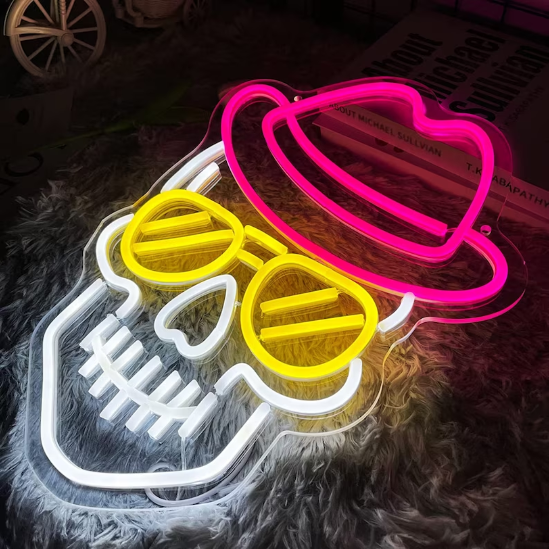 Trippy Skull Neon Sign - Neon Trip with Skull Vibes