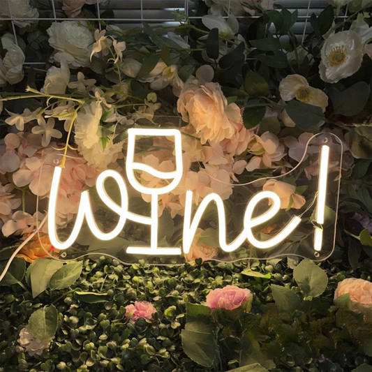 Wine Neon Sign - Wine O'Clock Glow