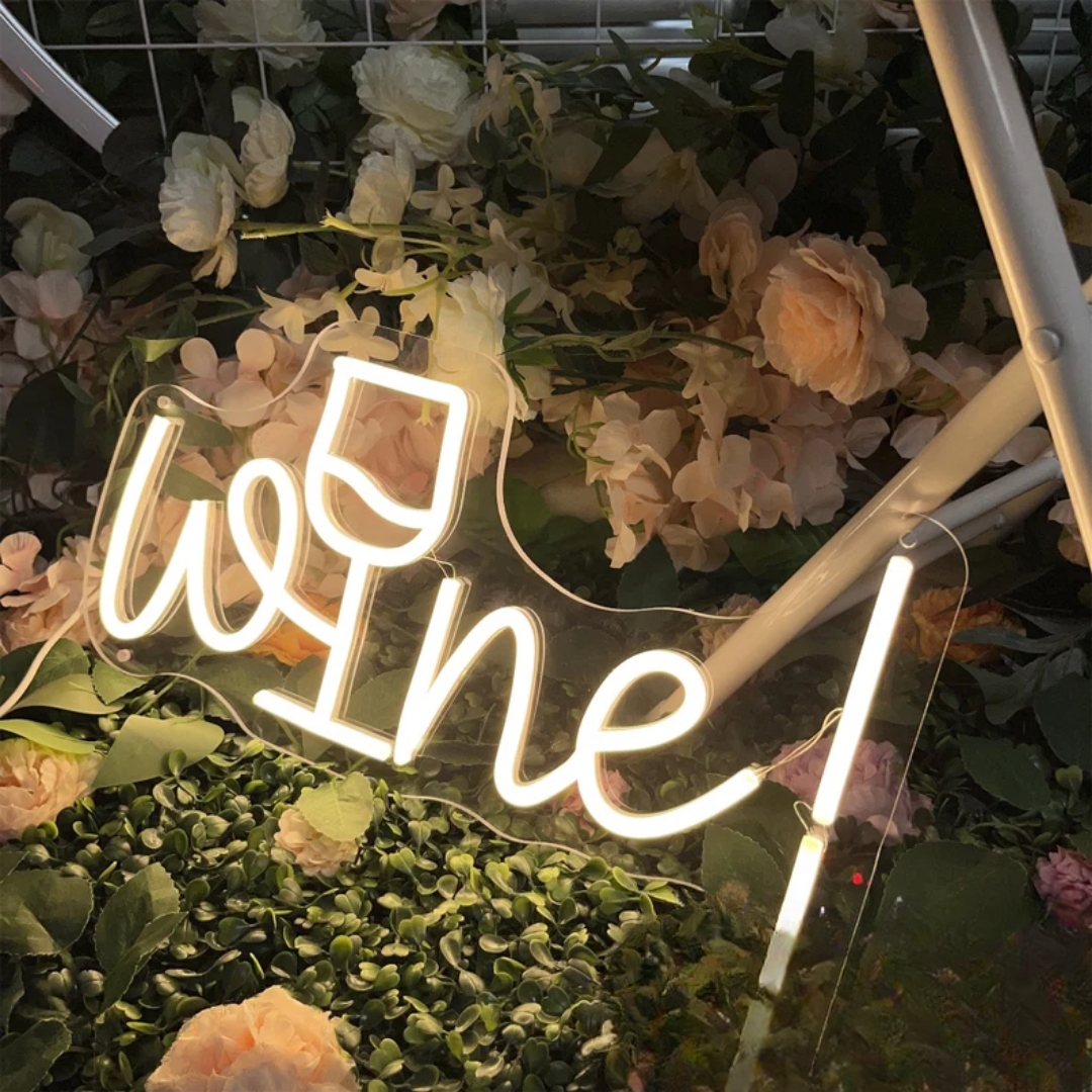 Wine Neon Sign - Wine O'Clock Glow
