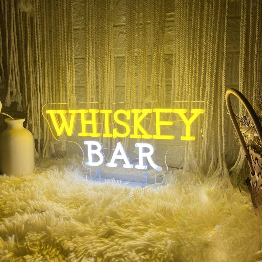 Whiskey Bar Neon Sign - Pour, Sip, Enjoy