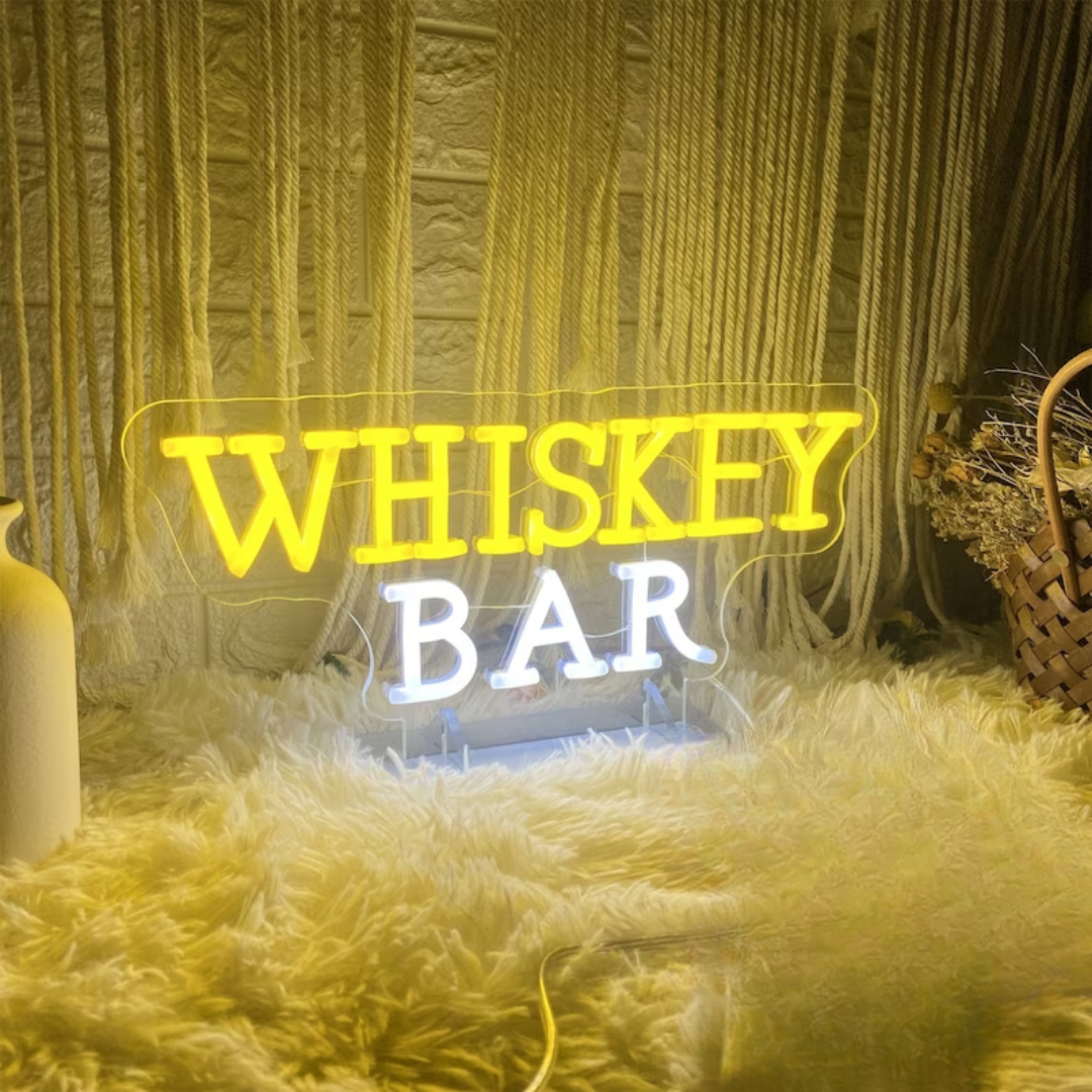 Whiskey Bar Neon Sign - Pour, Sip, Enjoy