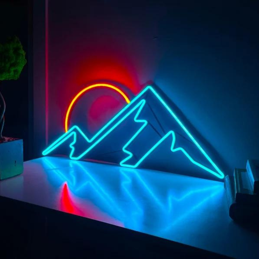 Mountain Neon Sign - Add Nature's Beauty in Your Living Space 12 by 24 Inches