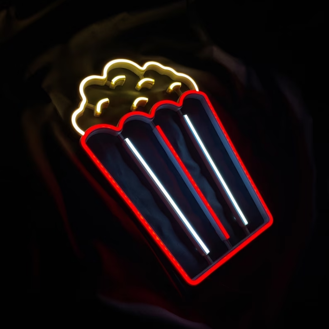 Popcorn Neon Sign - Light Up Your Space with the Iconic Snack Aesthetics
