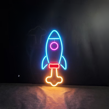 Rocket Neon Sign - Cheers to Cosmic Adventures