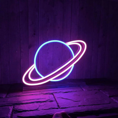 Saturn Neon Sign - Neon Sign for Space Enthusiasts